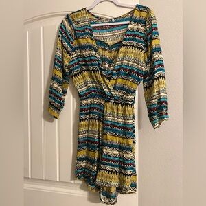Multicolor Tribal Long Sleeve Romper